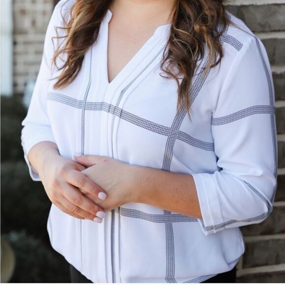 41 Hawthorn Juanis Pleat Detail Gathering Hem Blouse White STITCH FIX XS NWT - Picture 3 of 11